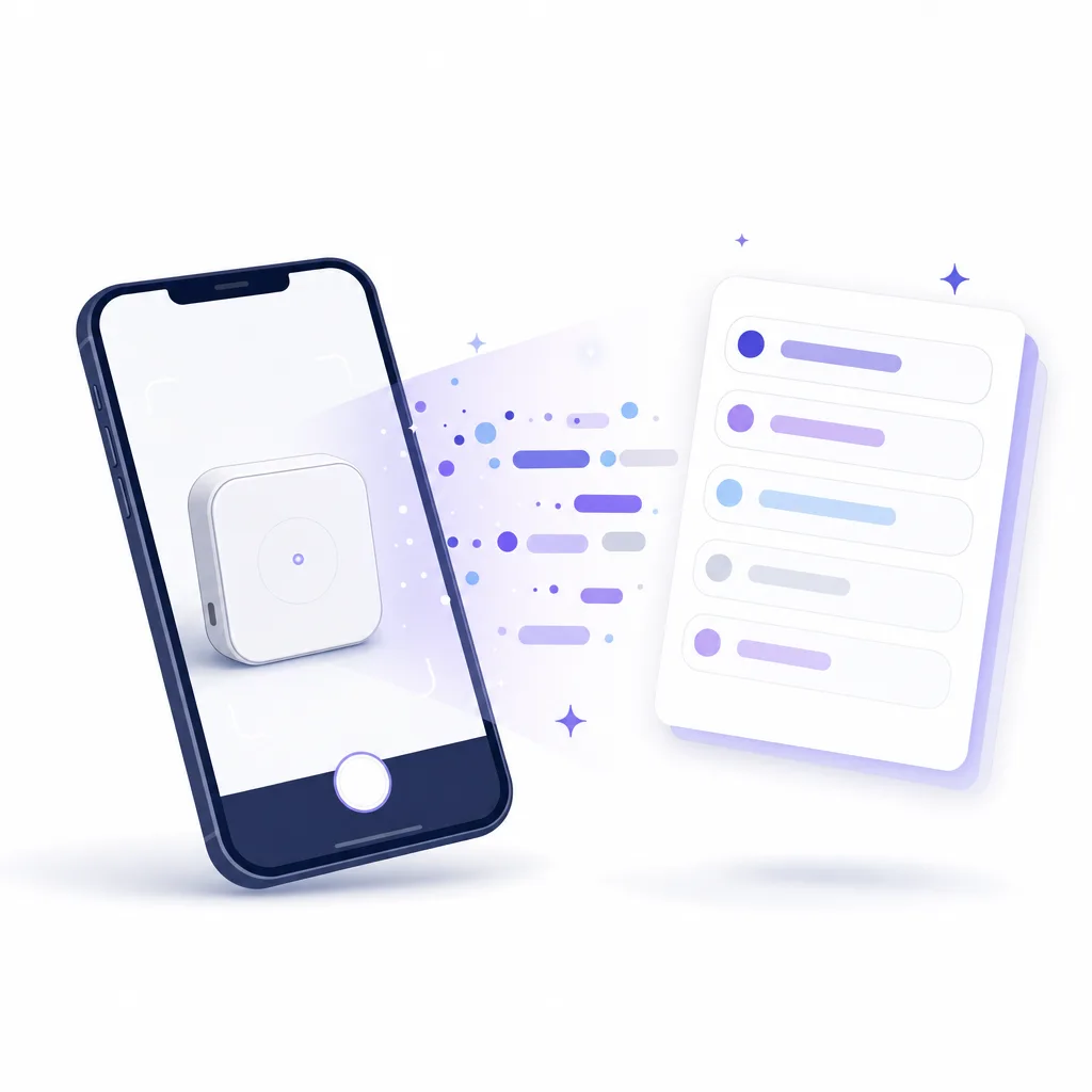 A phone photo of a device turning into filled-in asset fields