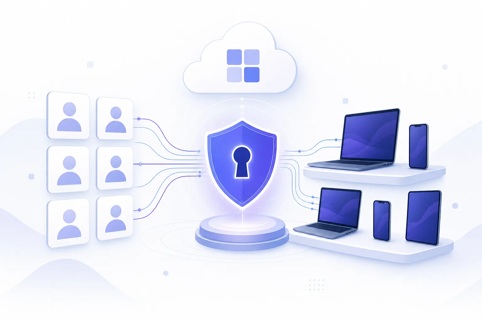 Secure cloud identity syncing users and devices into an inventory